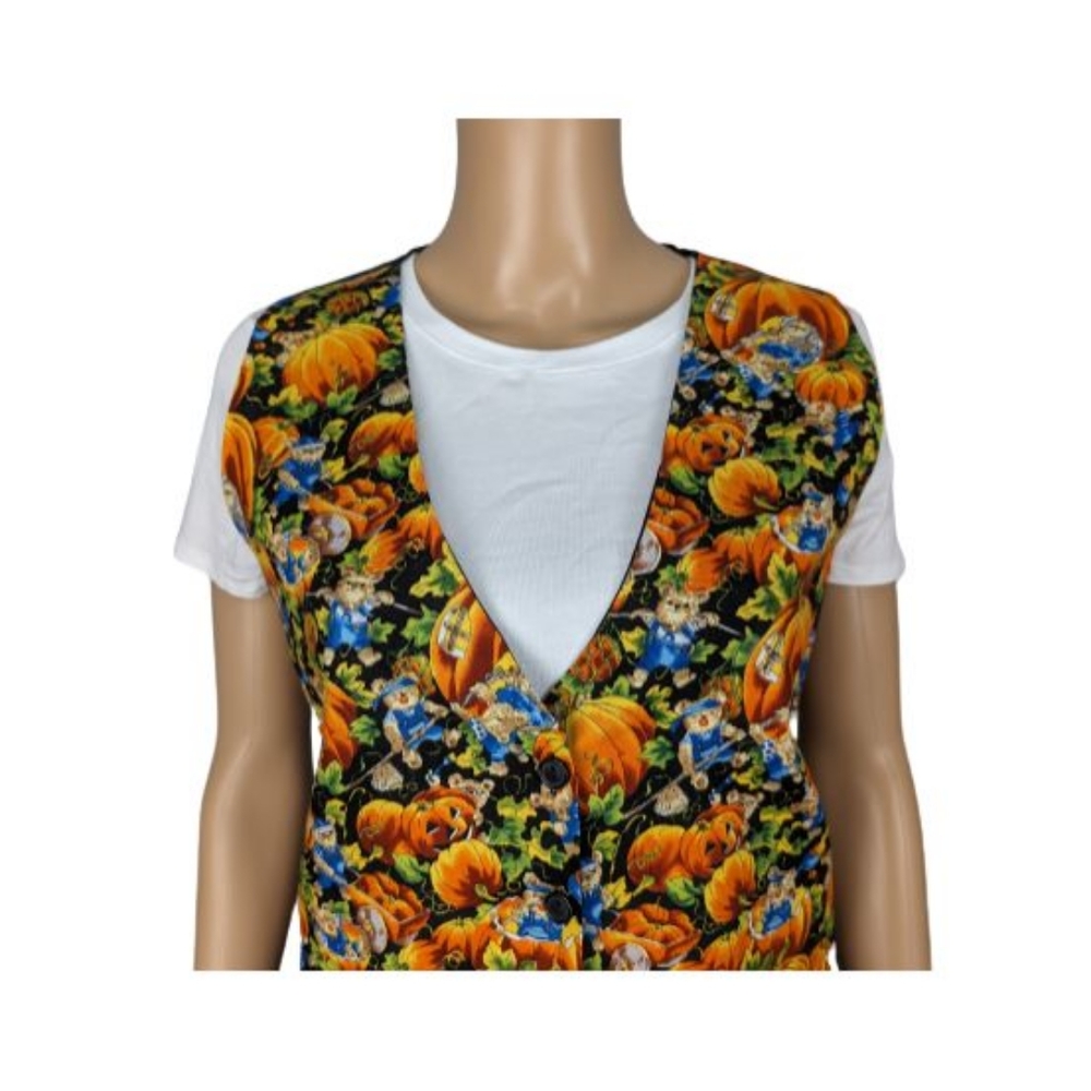 Basic Editions Halloween Pumpkins And Bears Vest M - image 2